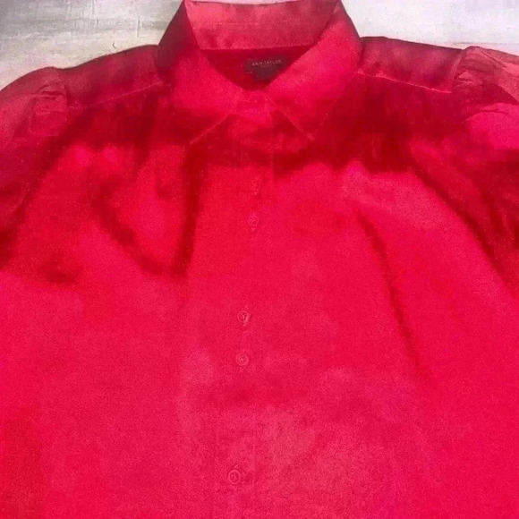 Ann Taylor Red Silky button up Sixe XSP Gorgeous Exc Con - Picture 6 of 15